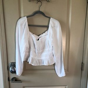 Puff Long Sleeve Square Neck Smocked Waist Top